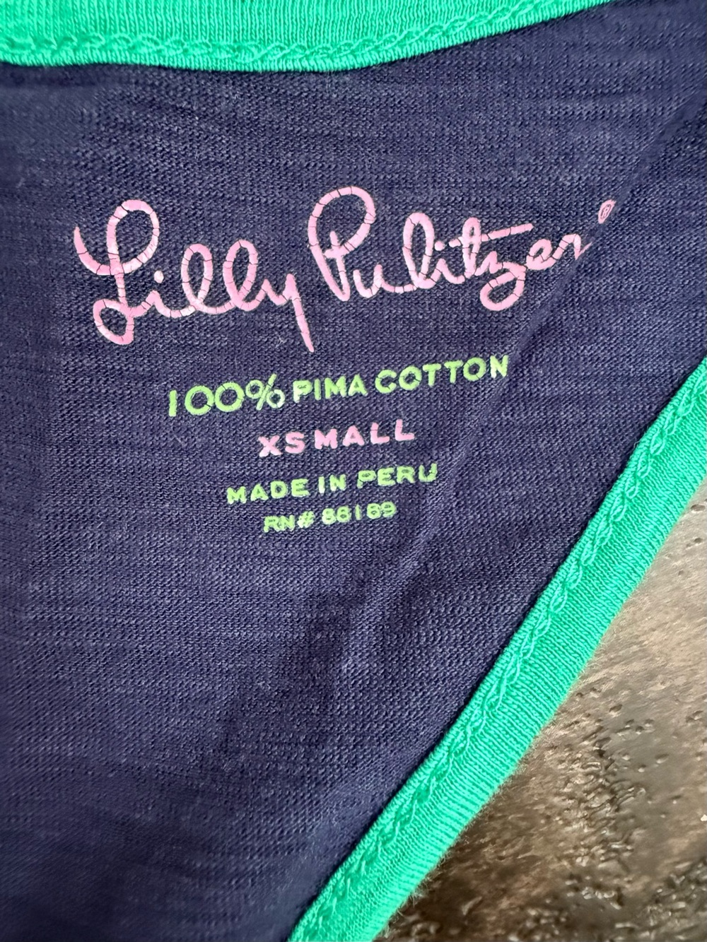 Lilly Pulitzer Treena Pima Cotton Racerback Maxi Dress Navy Green Trim XS Resort - Picture 9 of 9
